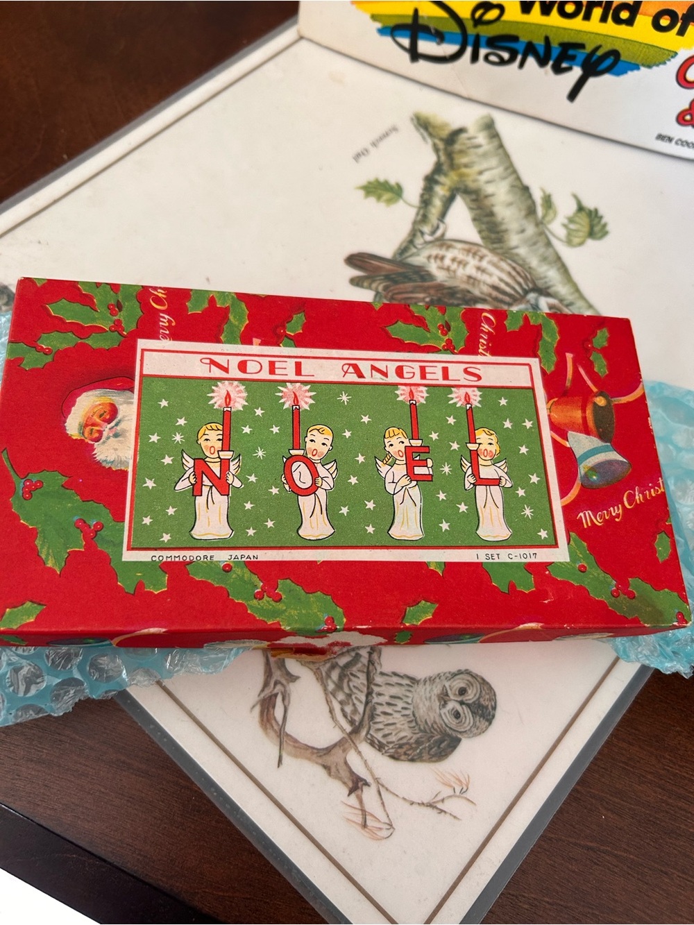 Vintage set Noel Angels Decorative Box - Red Holiday Accent commodore Japan